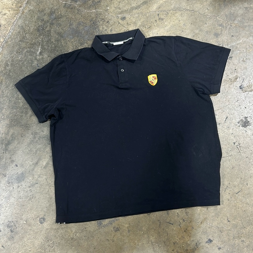 Porsche Design Driver's Selection Crest Logo black  Polo Shirt Men's Size XXL